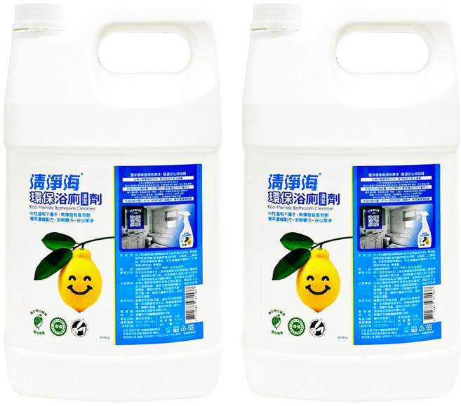 清淨海 環保浴廁清潔劑, 4kg, 2桶