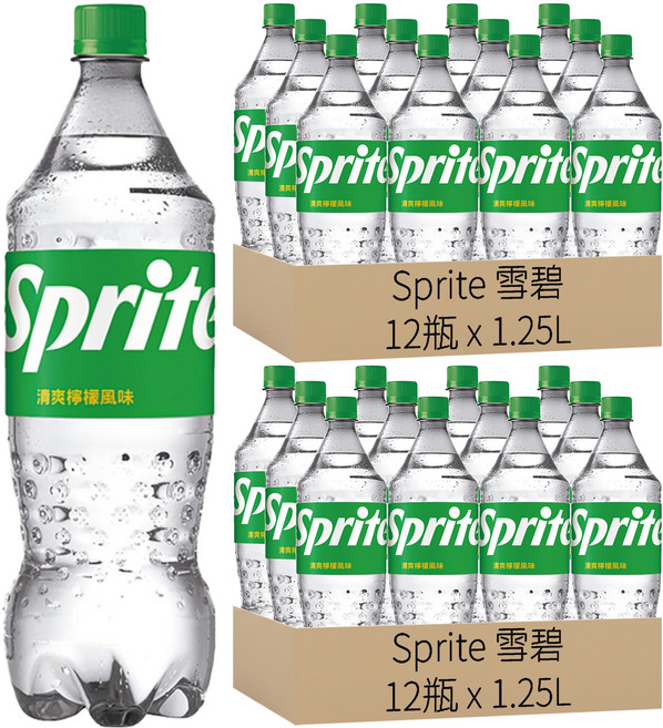 Sprite 雪碧 清爽檸檬風味, 1.25L, 24瓶