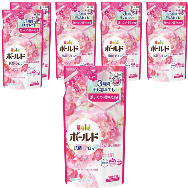 Bold 日本原裝進口 超濃縮衣物芳香洗衣精補充包 花束香, 400g, 6包