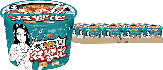 味丹 双響泡 沙茶鍋燒湯麵 113g, 12入