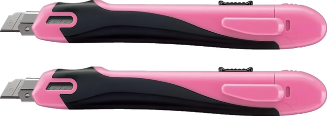 KOKUYO 國譽 FLANE 標準型安全美工刀 HA-S100P, 粉色, 2支