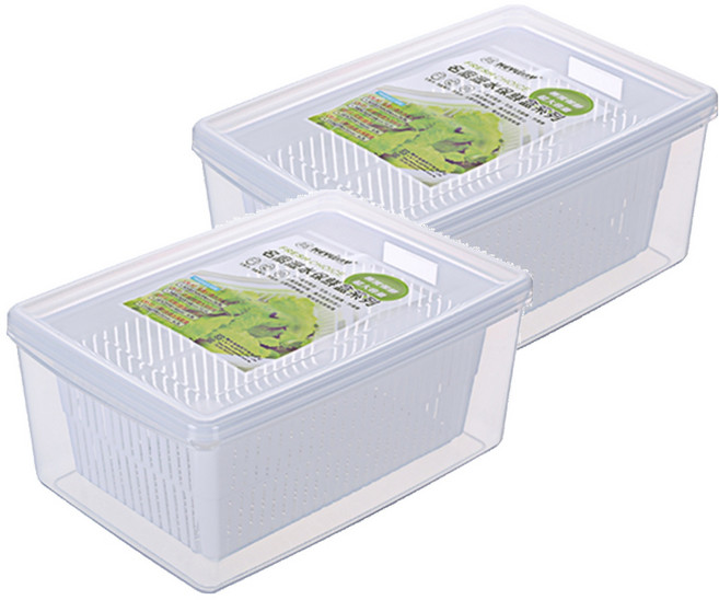 KEYWAY 聯府 名廚3號瀝水保鮮盒 313 x 205 x 135mm 6.2L, 2組, 容器 + 蓋子 + 瀝水籃