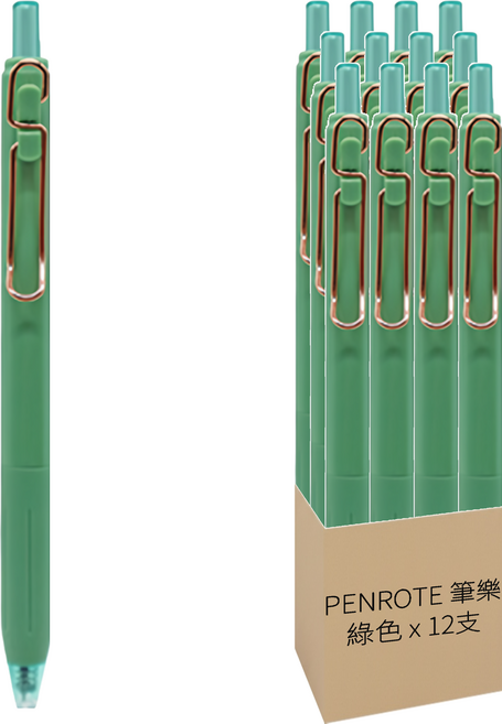 PENROTE 筆樂 S5柔色中性筆 藍墨, 12支, 綠色