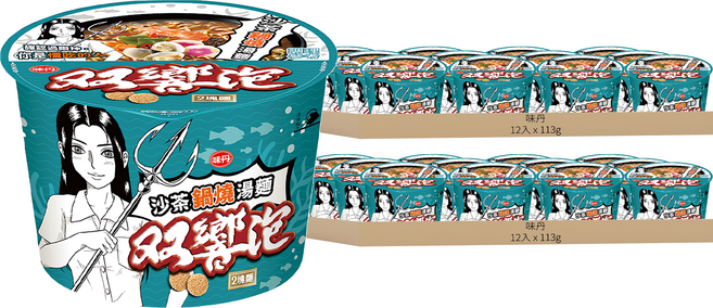 味丹 双響泡 沙茶鍋燒湯麵 113g, 24入