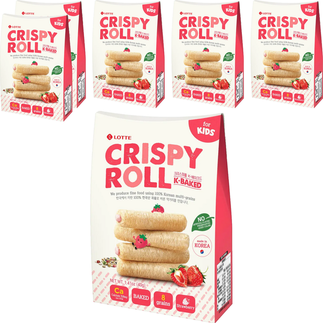 LOTTE 樂天 兒童捲心棒 8支, 草苺味, 40g, 6盒