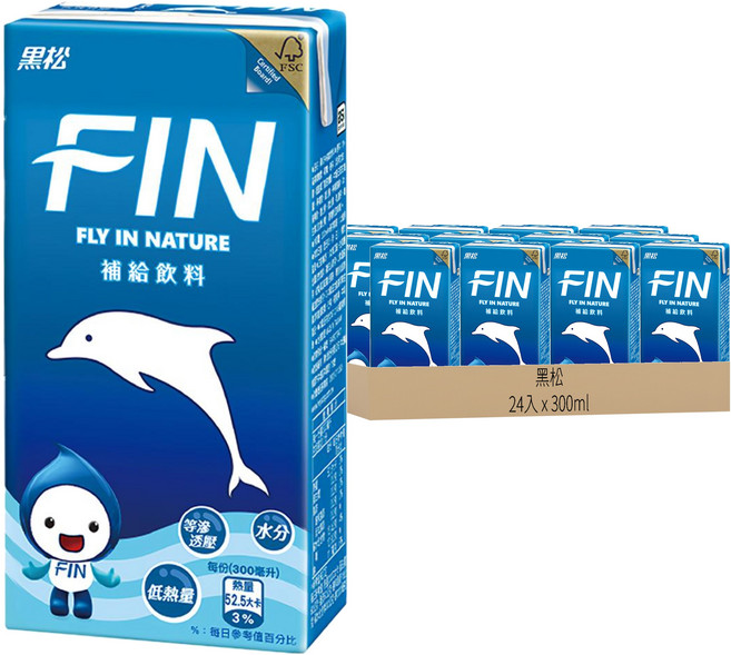 黑松 FIN 補給飲料, 300ml, 24入