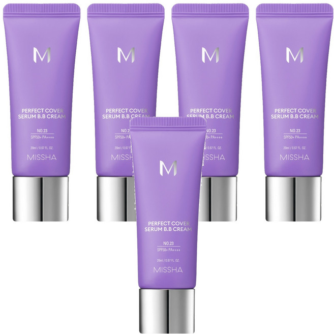 MISSHA 台灣公司貨 完美遮瑕BB霜 SPF50+ PA++++, NO.23 自然色, 20ml, 5條