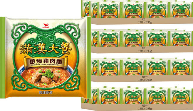 統一 滿漢大餐 蔥燒豬肉麵 193g, 48包