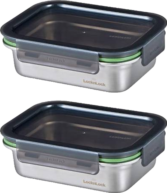 LocknLock 樂扣樂扣 Stackable 不鏽鋼保鮮盒 600ml, 2組, 容器 + 蓋子