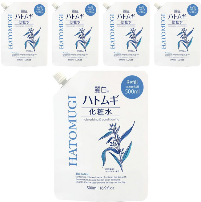 KUMANO 熊野油脂 麗白 薏仁化妝水 補充包, 500ml, 5瓶