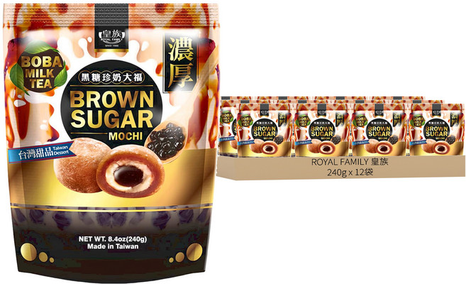ROYAL FAMILY 皇族 麻糬大福 黑糖珍奶, 240g, 12袋