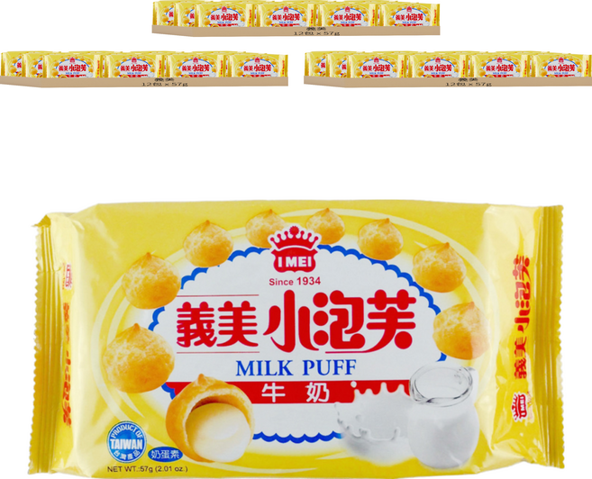 義美 小泡芙 香濃牛奶, 57g, 36包