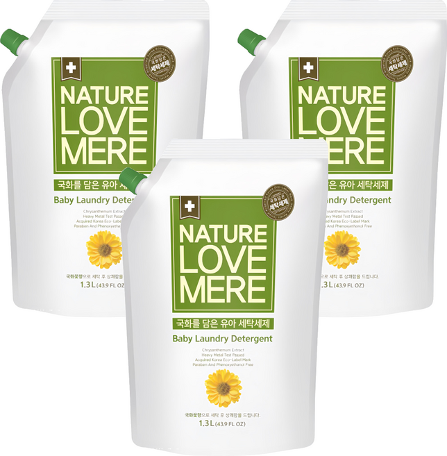 NATURE LOVE MERE 林貝兒潔淨洗衣精, 1.3L, 3包