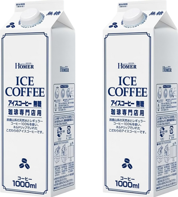 HOMER 即飲冰咖啡 無糖, 2個, 1L