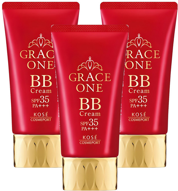 KOSE 高絲 GRACE ONE 極上活妍 台灣公司貨 特濃彈力BB霜 SPF35 PA+++, 明亮色, 50g, 3條