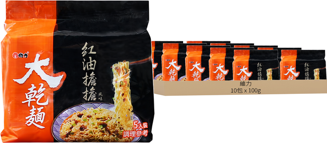 維力 大乾麵 紅油擔擔風味 100g, 10包