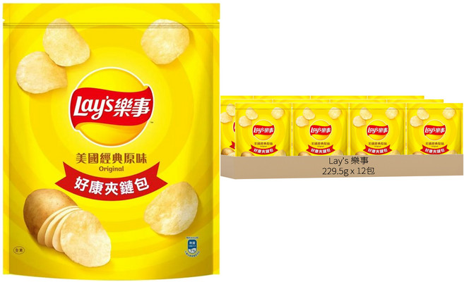 Lay's 樂事 經典原味, 229.5g, 12包