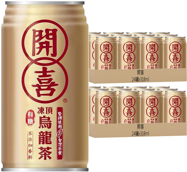 開喜 凍頂烏龍茶 有糖, 318ml, 48罐