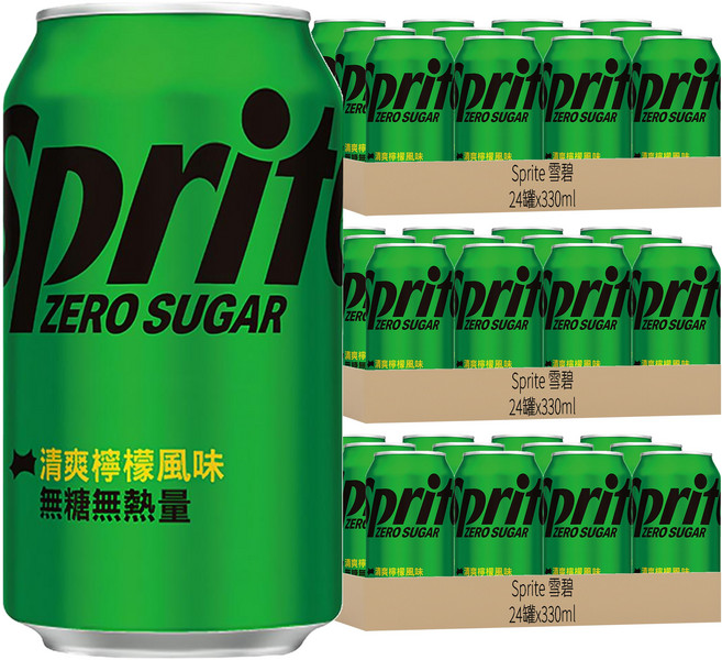 Sprite 雪碧 ZERO SUGAR 無糖零卡 易開罐, 330ml, 72罐