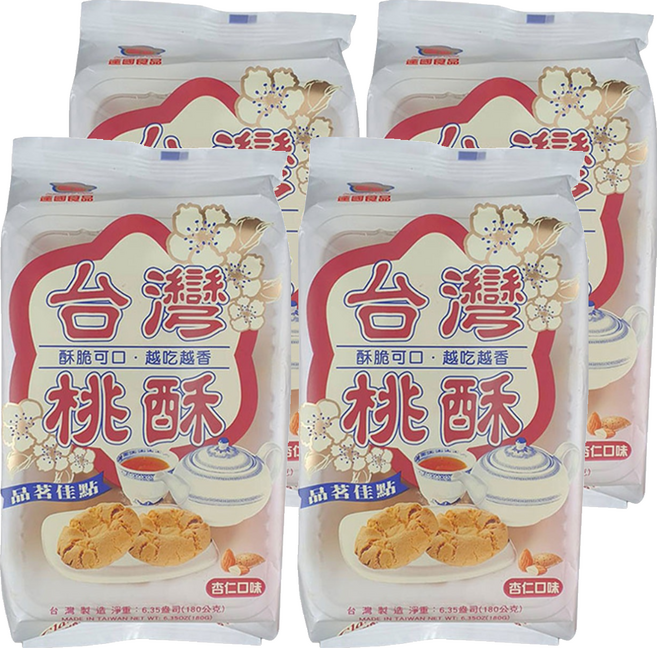 逢國食品 台灣杏仁桃酥, 180g, 4包