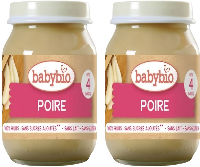 babybio 生機洋梨鮮果泥 4個月以上適用, 2罐, 130g, 洋梨