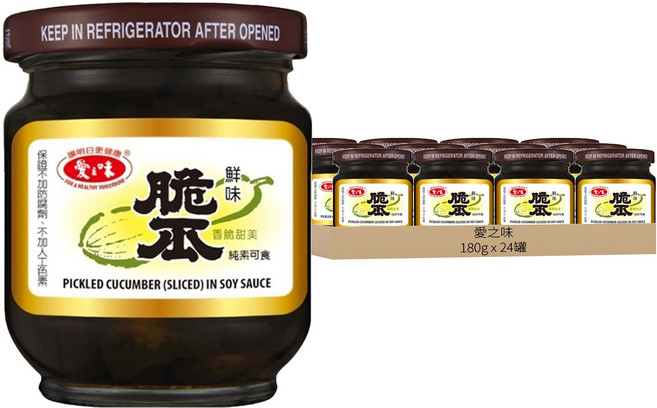 愛之味 鮮味脆瓜, 180g, 24罐