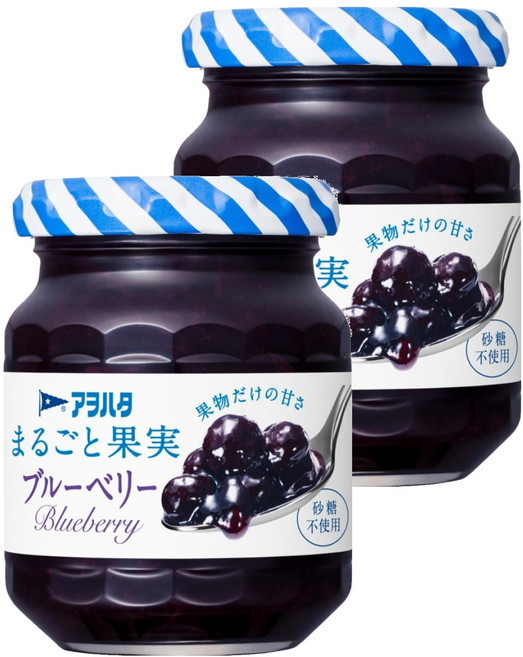 Aohata 藍莓果醬 無蔗糖 使用日本農產品 富含水果果粒, 125g, 2罐