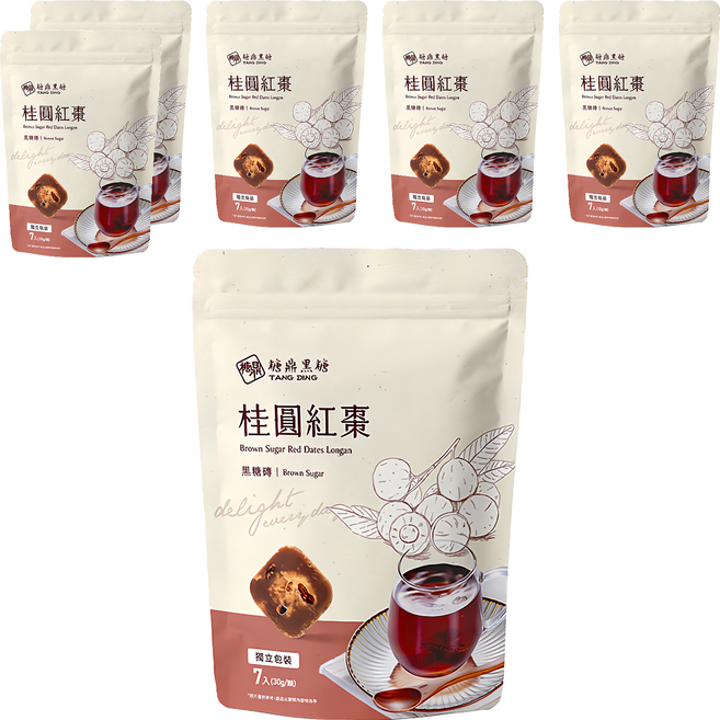 糖鼎 桂圓紅棗黑糖磚, 30g, 7顆, 6袋