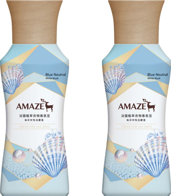 AMAZE 森林擴香 法國植萃衣物香氛豆 海洋中性白麝香, 450ml, 2瓶