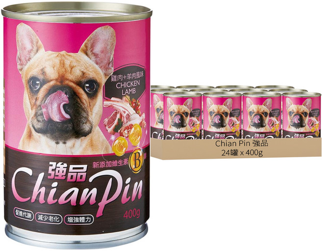 Chian Pin 強品 犬餐罐, 雞肉 + 羊肉, 400g, 24罐