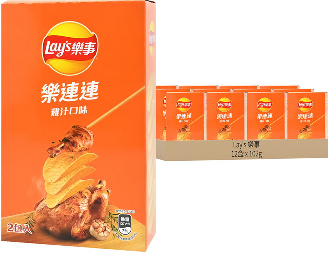 Lay's 樂事 洋芋片 雞汁, 102g, 12盒