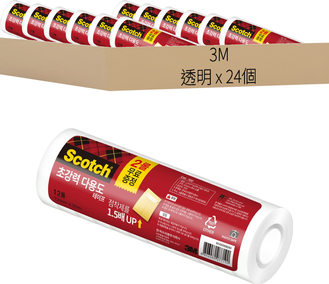 3M Scotch 超強力多用途膠帶補充包, 24個, 透明