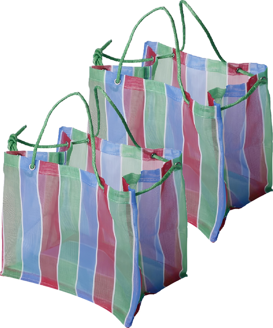 金獅牌 復古茄芷袋 特大 PE紗(聚乙烯)材質 30x24x27CM±5% 台灣產地, 綠色 + 藍色 + 紅色, 2個