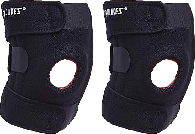AOLIKES 奧力克斯 7912四彈簧護膝 左腳, 外黑內紅, 2個