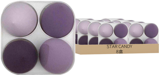STAR CANDY 乾濕兩用美妝蛋 4個, 紫色, 8盒