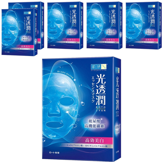 HADALABO 肌研 台灣公司貨 光透潤玻尿酸纖維美白面膜 28ml, 6片, 6盒