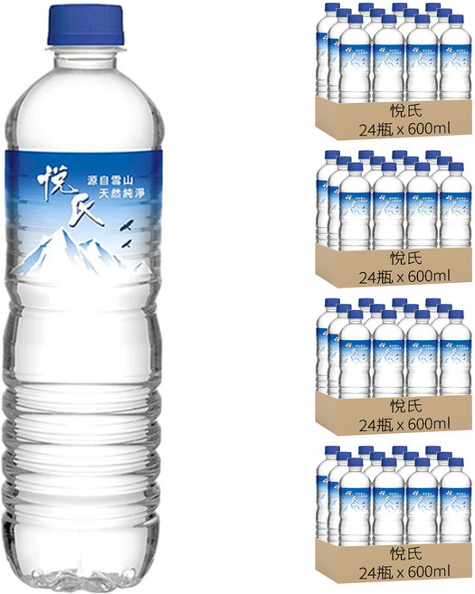悅氏 礦泉水, 600ml, 96瓶