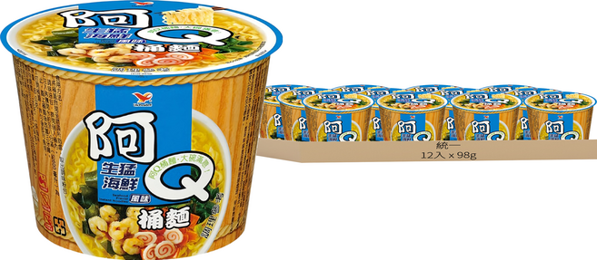 統一 阿Q桶麵 生猛海鮮風味 98g, 12入