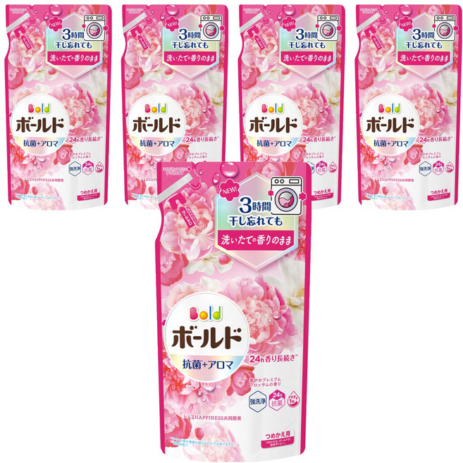 Bold 日本原裝進口 超濃縮衣物芳香洗衣精補充包 花束香, 400g, 5包