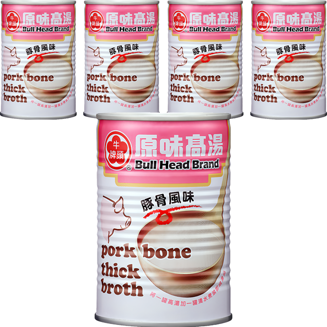 牛頭牌 原味高湯 豚骨風味, 5罐, 411ml