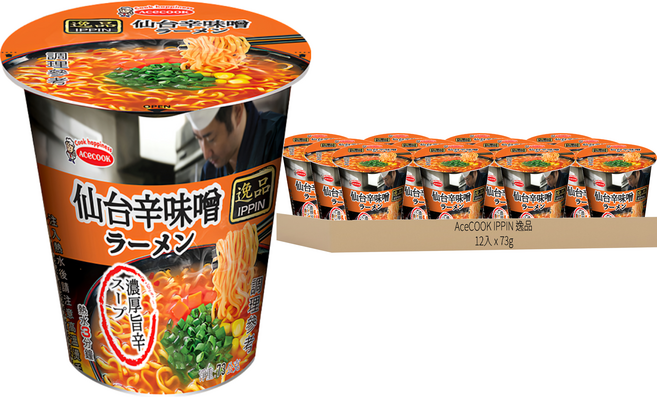 AceCOOK IPPIN 逸品 仙台辛味噌風味麵 73g, 12入