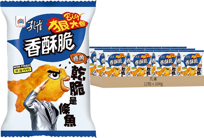 孔雀 香酥脆狠大包 香魚口味, 104g, 12包