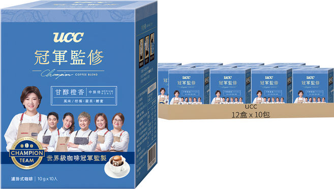 ucc Champion Coffee Blend 冠軍監修 甘醇橙香濾掛式咖啡, 10g, 10包, 12盒