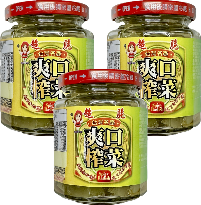 譽方媽媽 超爽口榨菜, 240g, 3罐