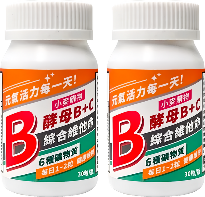 小麥購物 B群綜合維他命膠囊 A120, 30顆, 37g, 2罐
