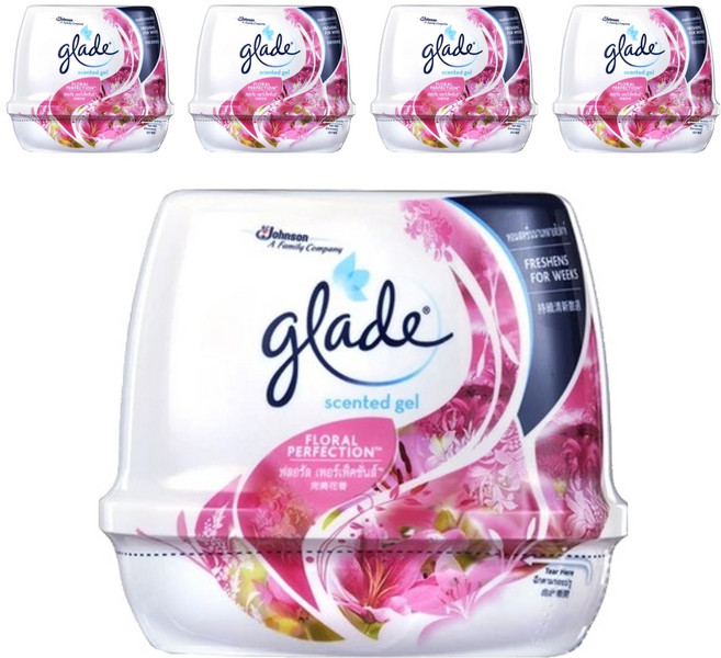 glade 滿庭香 除臭清香凝膠 完美花香, 180g, 5罐