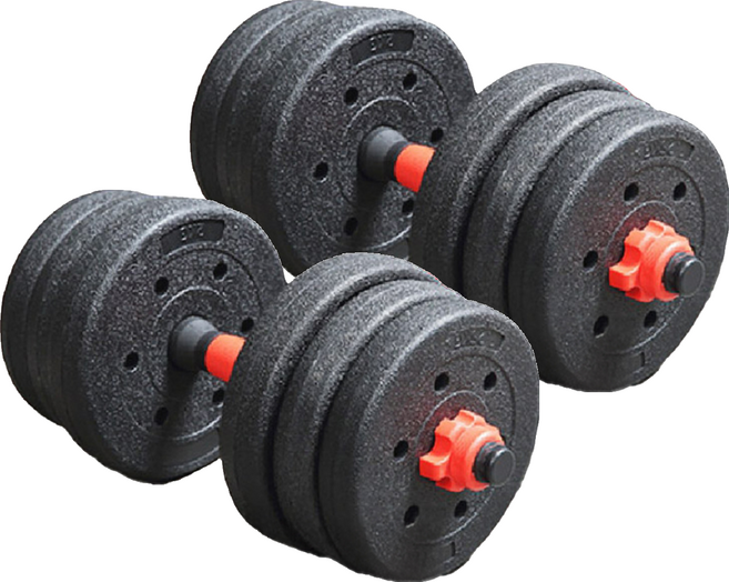 環保啞鈴 圓 安全防滑設計 槓鈴啞鈴多功能兩用組 實心槓高強度不變型, 10kg, 2個