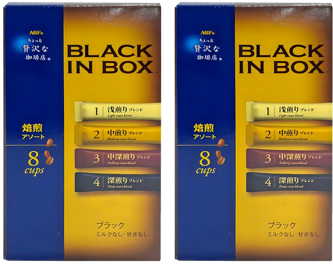 AGF 微奢華咖啡店 四款焙煎風味即溶黑咖啡, 2g, 8條, 2盒