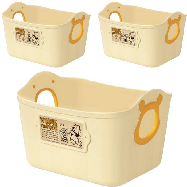 nishiki 錦化成 POOH 維尼熊置物籃 SQ5 日本產 2.5L, 米白, 3個