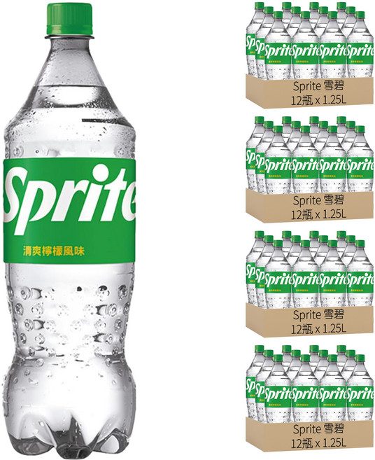 Sprite 雪碧 清爽檸檬風味, 1.25L, 48瓶